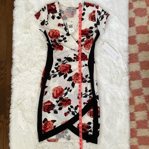 NWT Floral Print Wrap Asymmetrical Hem Mini Dress | Almost Famous Macy’s Bodycon - Picture 8 of 13